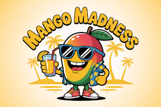 do woman mango drink mascot logo