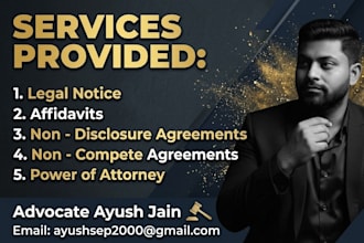 draft agreements, contracts, affidavits, legal notice
