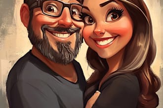 create professional caricatures for couples or wedding gift