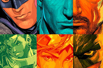 illustrate comic book covers, pages, pinups, superheroes