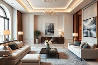 create luxury living room, bedroom interior design