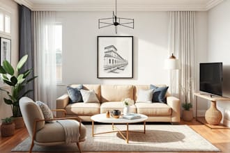 agency will interior design your living room with moodboard and shopping lis