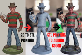 convert any 2d character drawing toy stl from pictures and images to 3d printing