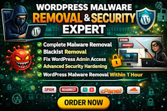 do wordpress malware removal, fix hacked site, and google blacklist removal