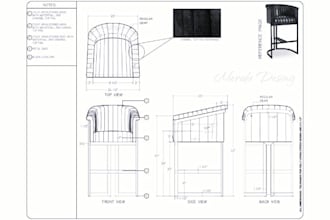 create furniture technical drawings with dimensions