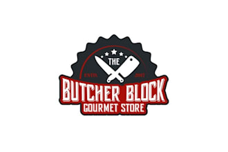 make extraordinary logo for the butcher block gourmet store