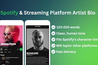 write your spotify or streaming platform artist biography