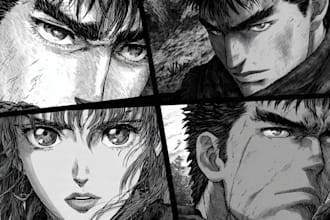 draw manga page custom dark berserk style art in high quality
