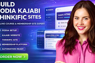 do podia online course membership sites, podia thinkific site, kajabi websites