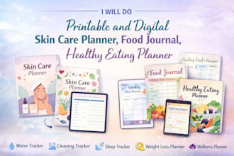 do printable and digital skin care planner, food journal, healthy eating planner