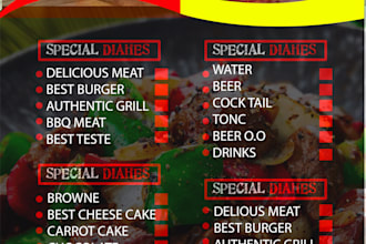 design professional food menu restaurant menu and flyer