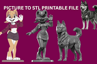 design realistic 3d character design from 2d photo, picture to stl 3d printing