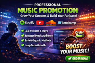 promote your souncloud music youtube spotify bandacmp mixcloud music promotion
