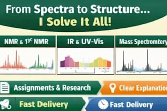 l interpret nmr, ir, uv and mass spectra with detailed explanation