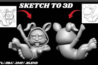convert your image to 3d, anime figure, 3d action figure, 3d toy, sketch to 3d