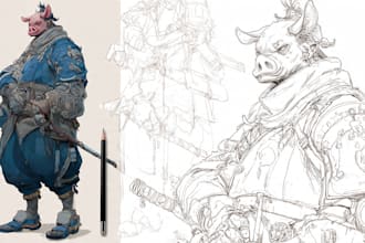 draw line art and sketch illustration in digital art