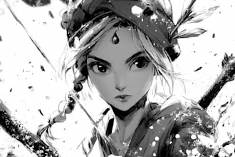 draw simple black and white illustration