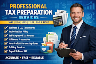 prepare and efile usa tax return for individual ,business, llc ,c corp,s corp