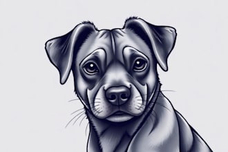 draw custom pet illustration in tattoo style