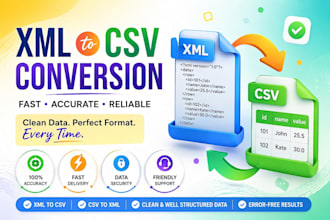convert XML to CSV or CSV to XML accurately and fast