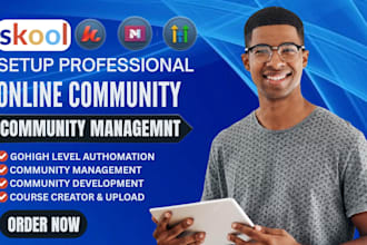 setup skool kajabi online course website circle so ghl online course community