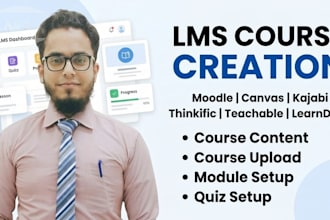create online course content, lms course, moodle, canvas, kajabi, thinkific