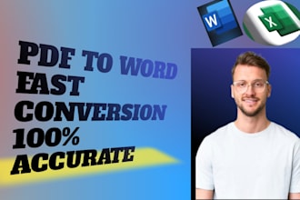 fast pdf to word or excel conversion and typing work