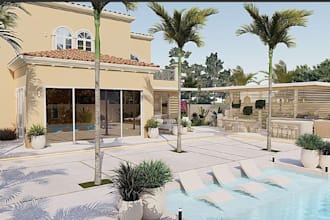 create 3d landscape, backyard, outdoor spaces with realistic renders