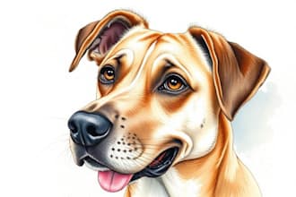 paint a custom pet portrait in watercolour and ink