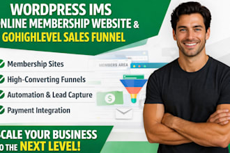 build wordpress ims online membership website gohighlevel sales funnel website