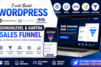 build wordpress, kartra website ims membership gohighlevel kartra sales funnel