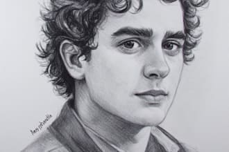 draw pencil or charcoal portrait from you photo