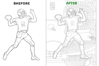 redraw and fix ai drawings for KDP coloring books line art