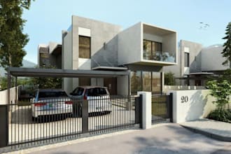 remodel minimalist residential villa, double story house, photorealistic render