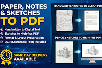convert paper notes, pages, sketches, drawing, and images to PDF