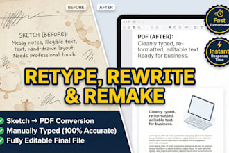rewrite, retype, remake, or redesign sketches, drawing, and images to PDF