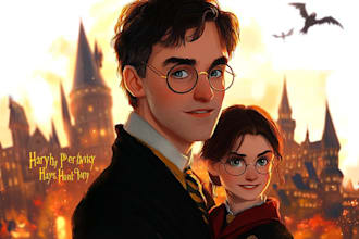 draw you a beautiful harry potter disney portrait