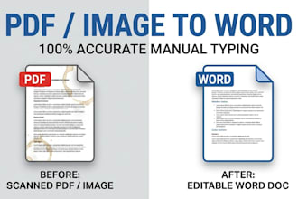 convert PDF or image to word  accurate typing