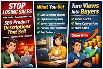 write SEO product descriptions for amazon shopify and tiktok