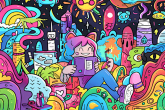 create cartoon doodle art illustration for your project