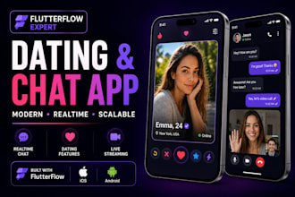 develop flutterflow dating app, chat app or social media app