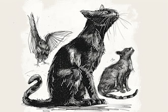 create ink drawings of animals and pets