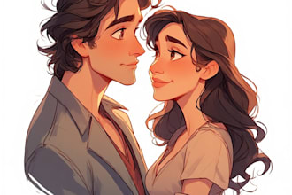 draw couple portrait for wedding illustration