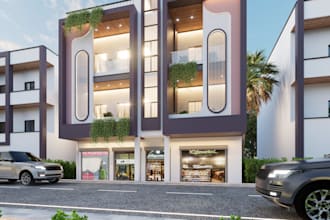 do architectural exterior 3d modeling, texturing, and realistic rendering