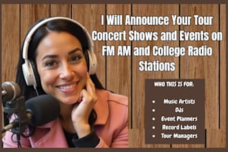 announce your tour concert shows events psa on fm am and college radio stations