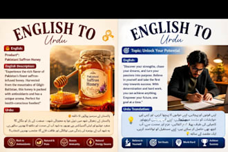 do english to urdu product descriptions , manual translation