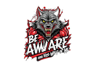 design high quality wolf mascot logo with t shirt design