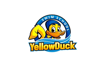 design powerful yellow duck swim school logo