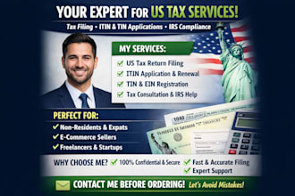 do file your US tax return, itin application, tin and irs tax services