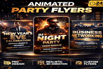 design animated flyer motion graphics for festival event party or ads invitation